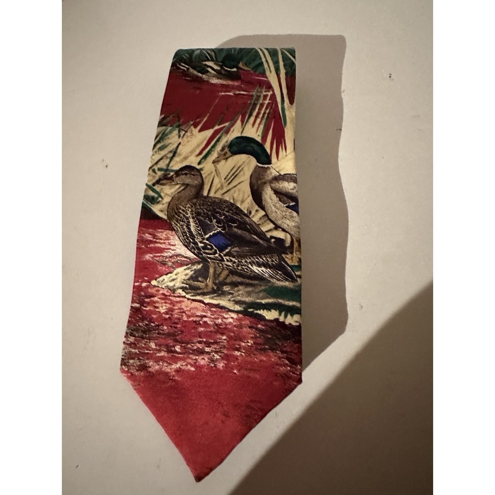 Ducks Unlimited 100% Silk Necktie, 59x3.75 Mallard Ducks Hunting Made in USA EC